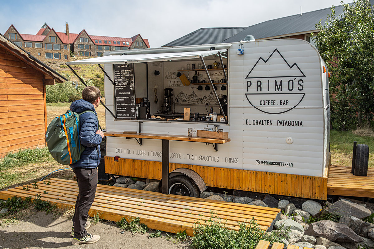 Adidas Terrex Swift R3 GTX hiking shoe (standing by coffee cart in Patagonia)