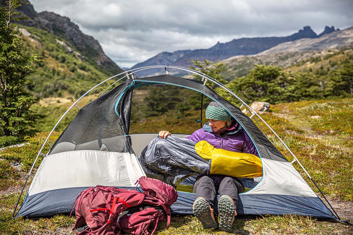 Organizing in tent 2 (Altra Lone Peak Hiker 2 hiking boots)