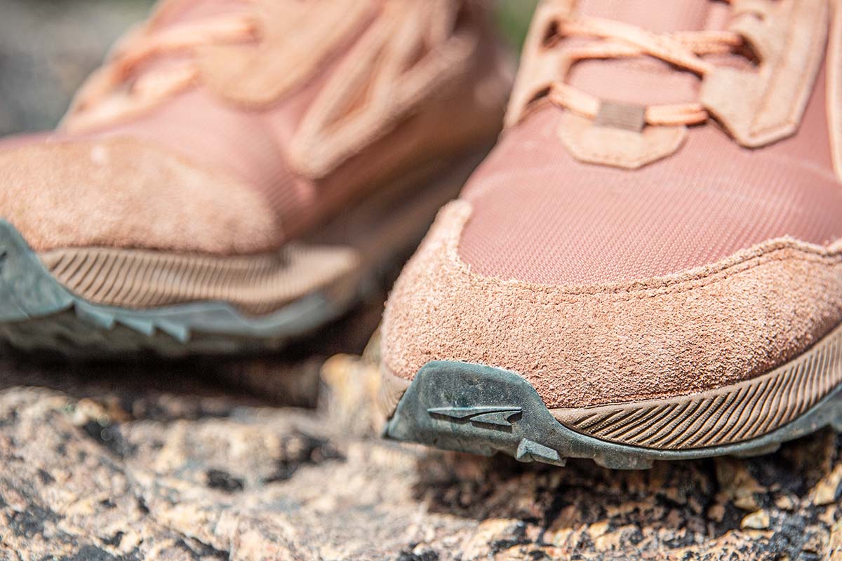 Up close suede upper (Altra Lone Peak Hiker 2 hiking boot)