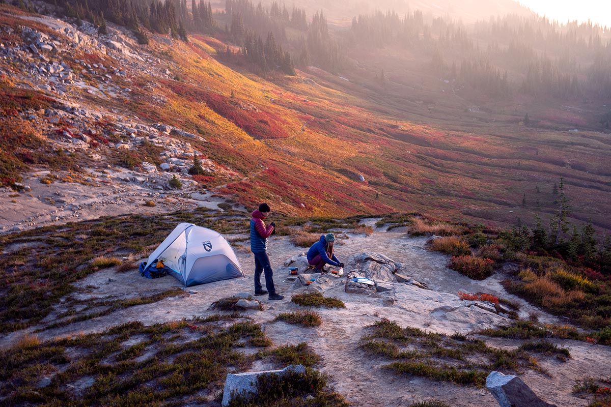 Arc'teryx Aerios FL 2 hiking boot (eating dinner at camp)