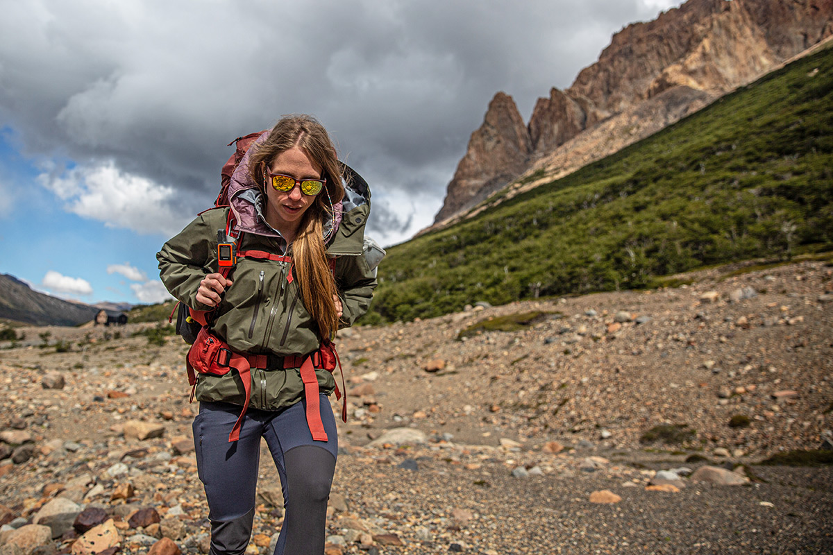 Arc'teryx Alpha AR (hiking through rocky stream bed in Patagonia)