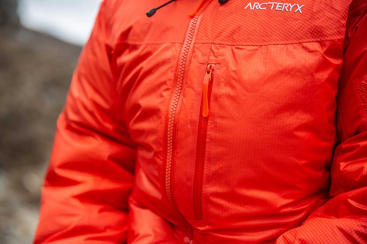 Arc'teryx Alpha Parka (closeup of chest pocket)