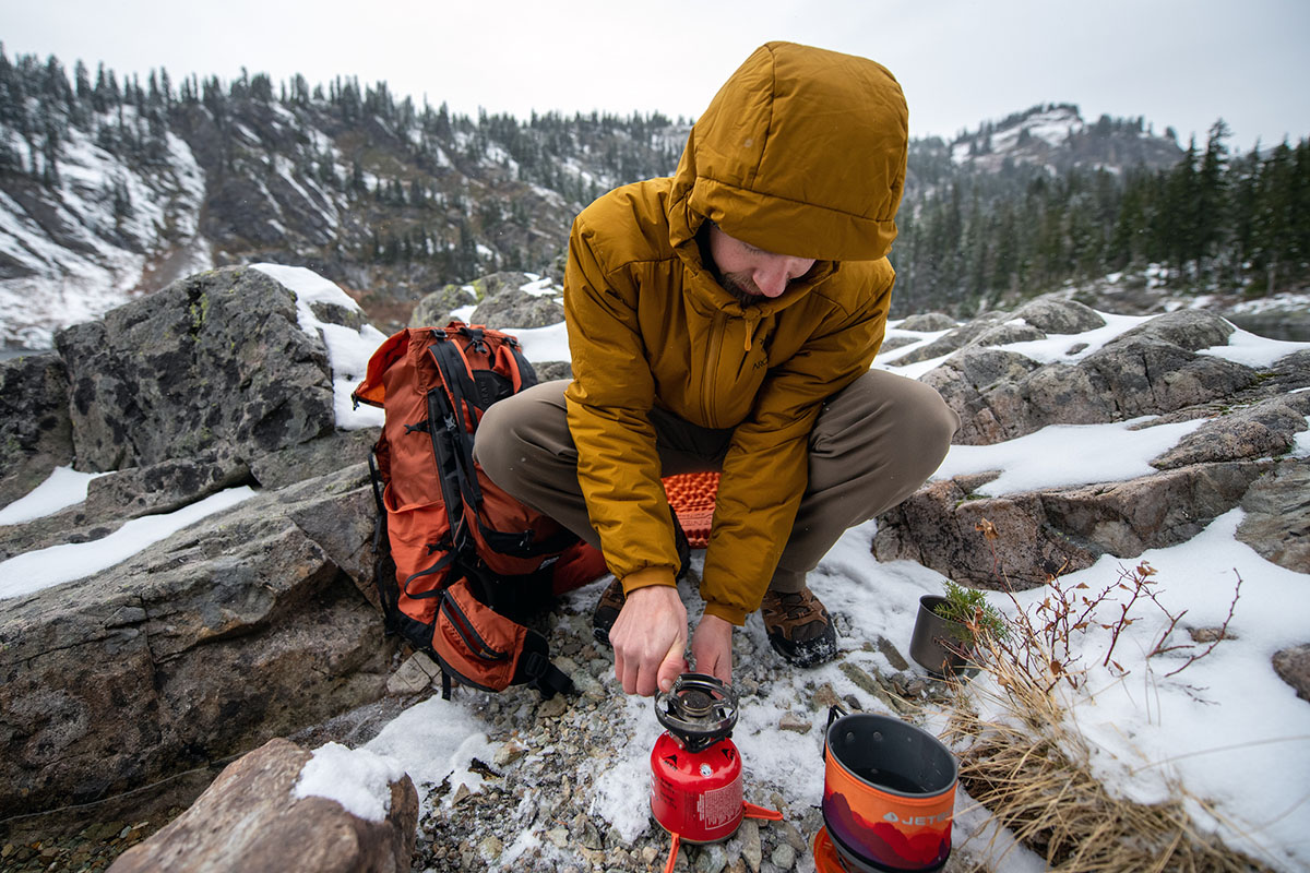 Arc'teryx Atom AR Hoody (using backpacking stove)