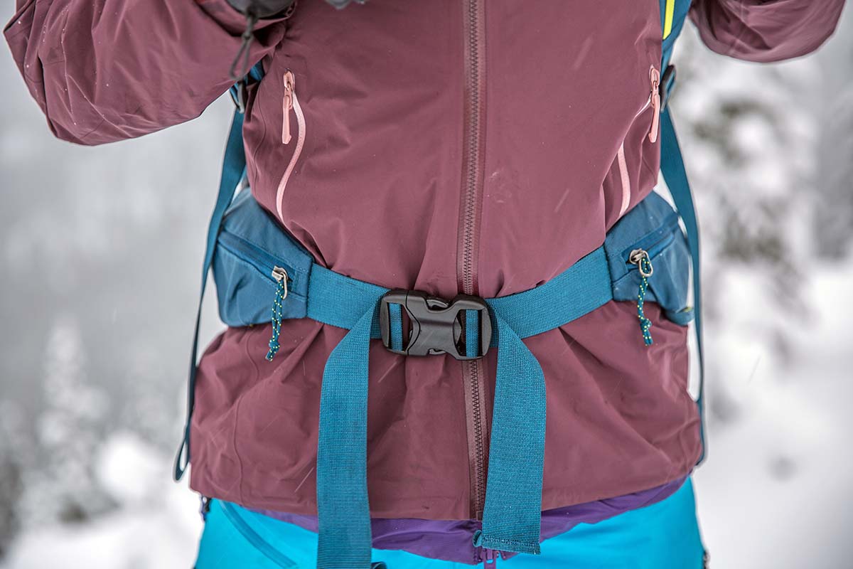 Arc'teryx Beta FL hardshell jacket (length and pockets under backpack hipbelt)