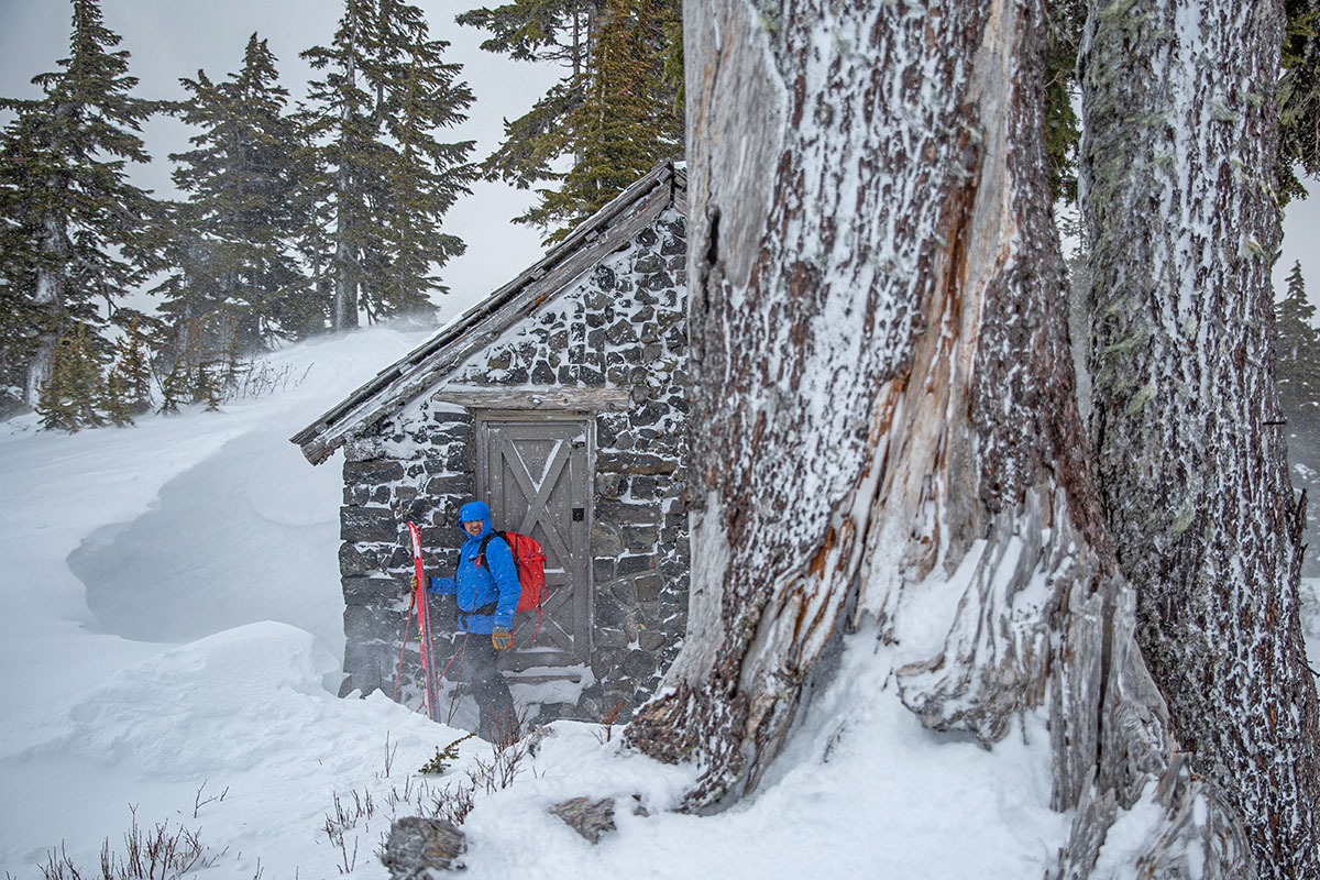 Arc'teryx Beta Insulated Jacket (standing next to hut in storm)