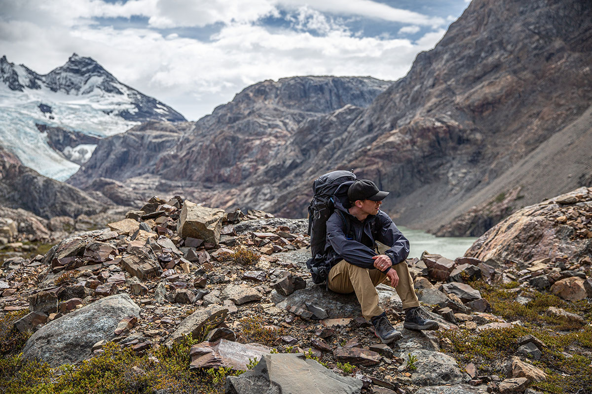 ​​Arc'teryx Beta Jacket (sitting on rocks with pack)