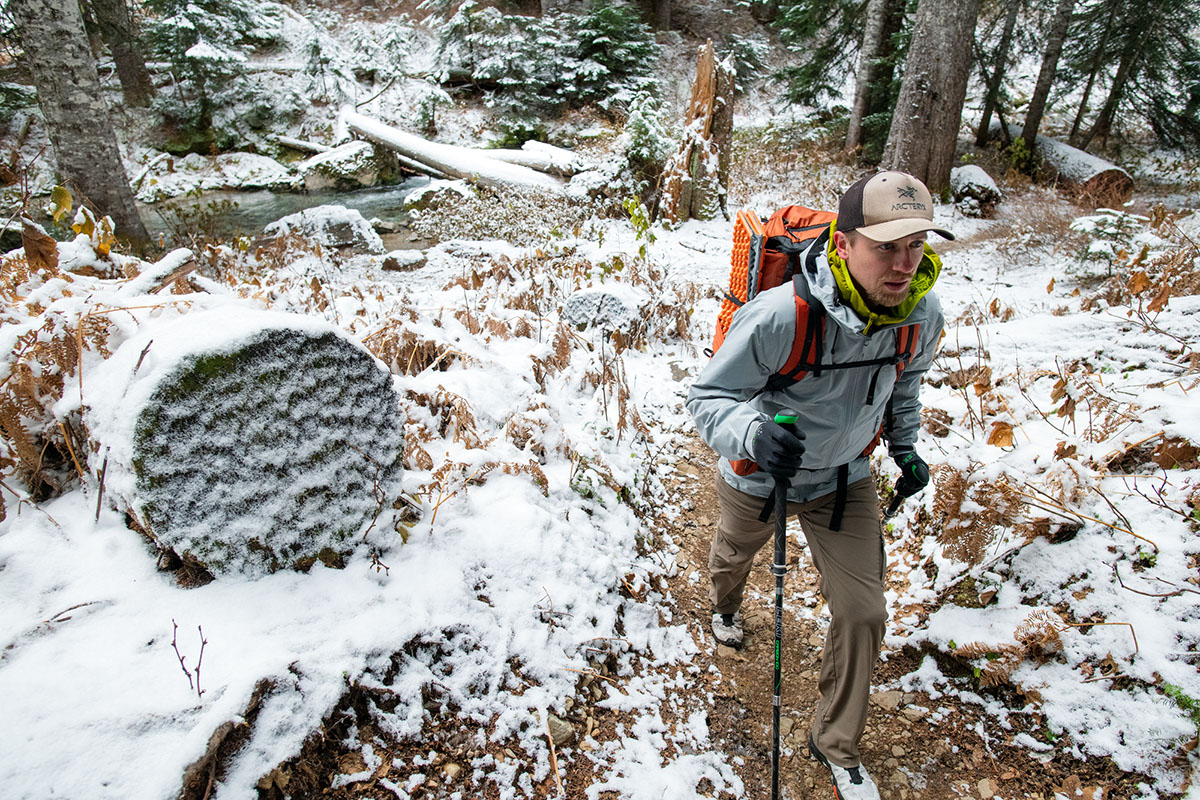 Arc'teryx Beta LT hardshell jacket (hiking uphill)