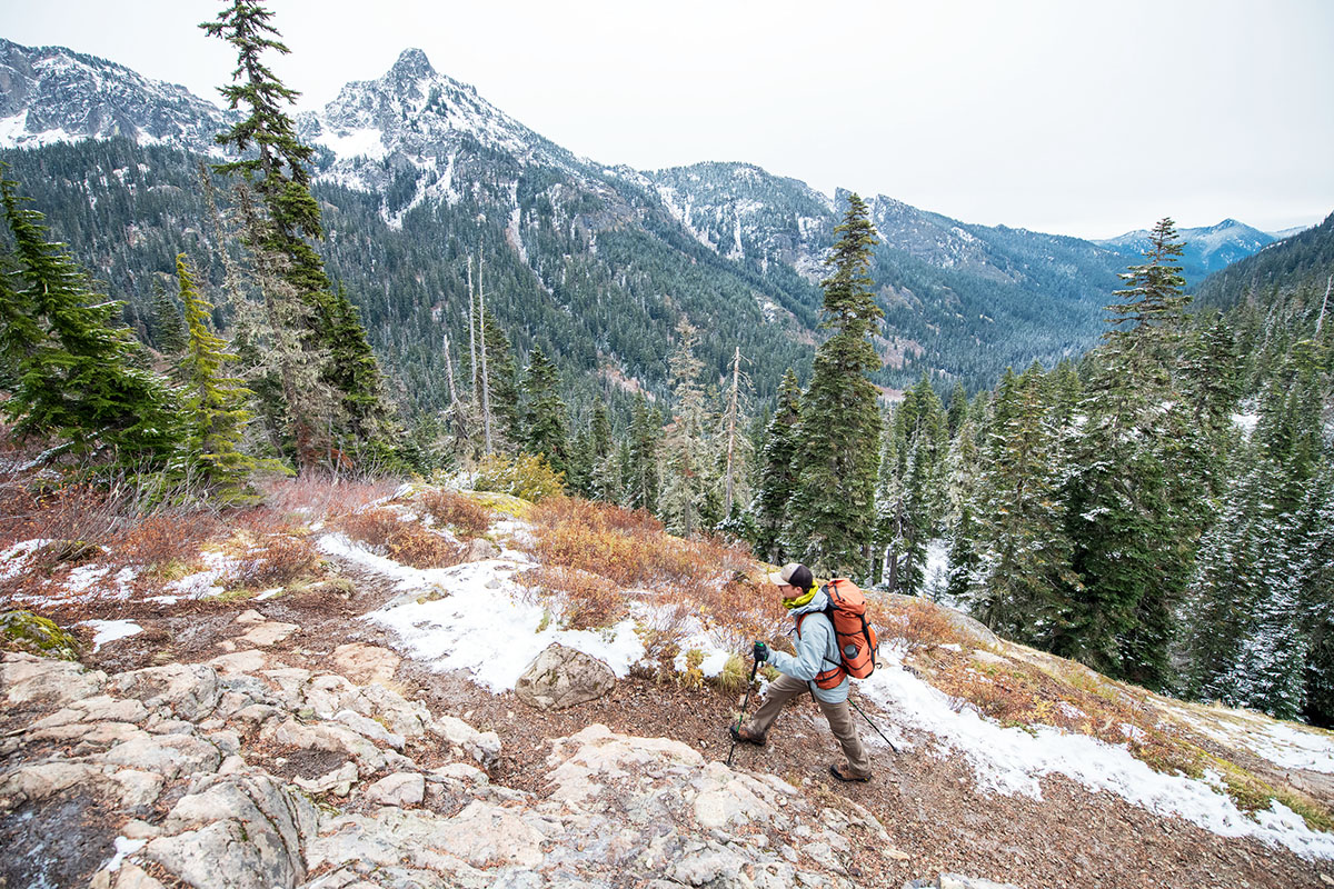 Arc'teryx Beta LT hardshell jacket (mountain backdrop)