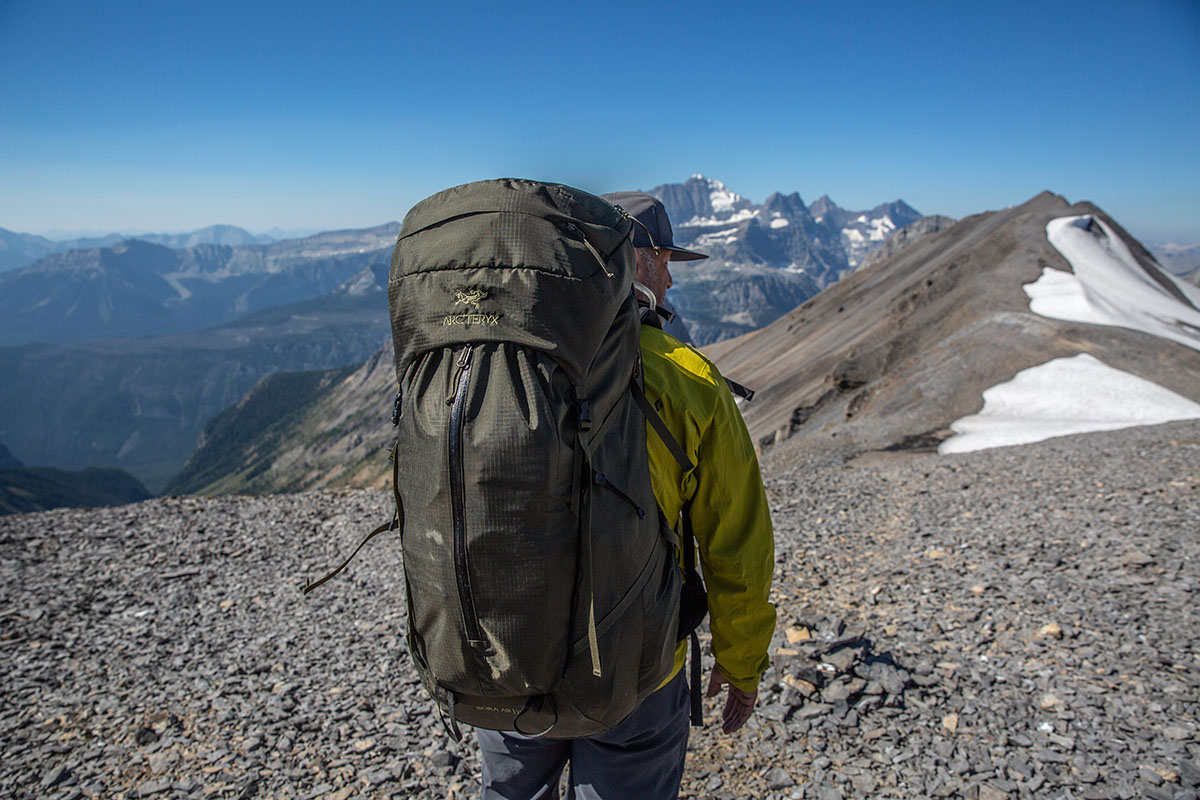 ​​Arc'teryx Bora 75 backpacking backpack (closeup from back)