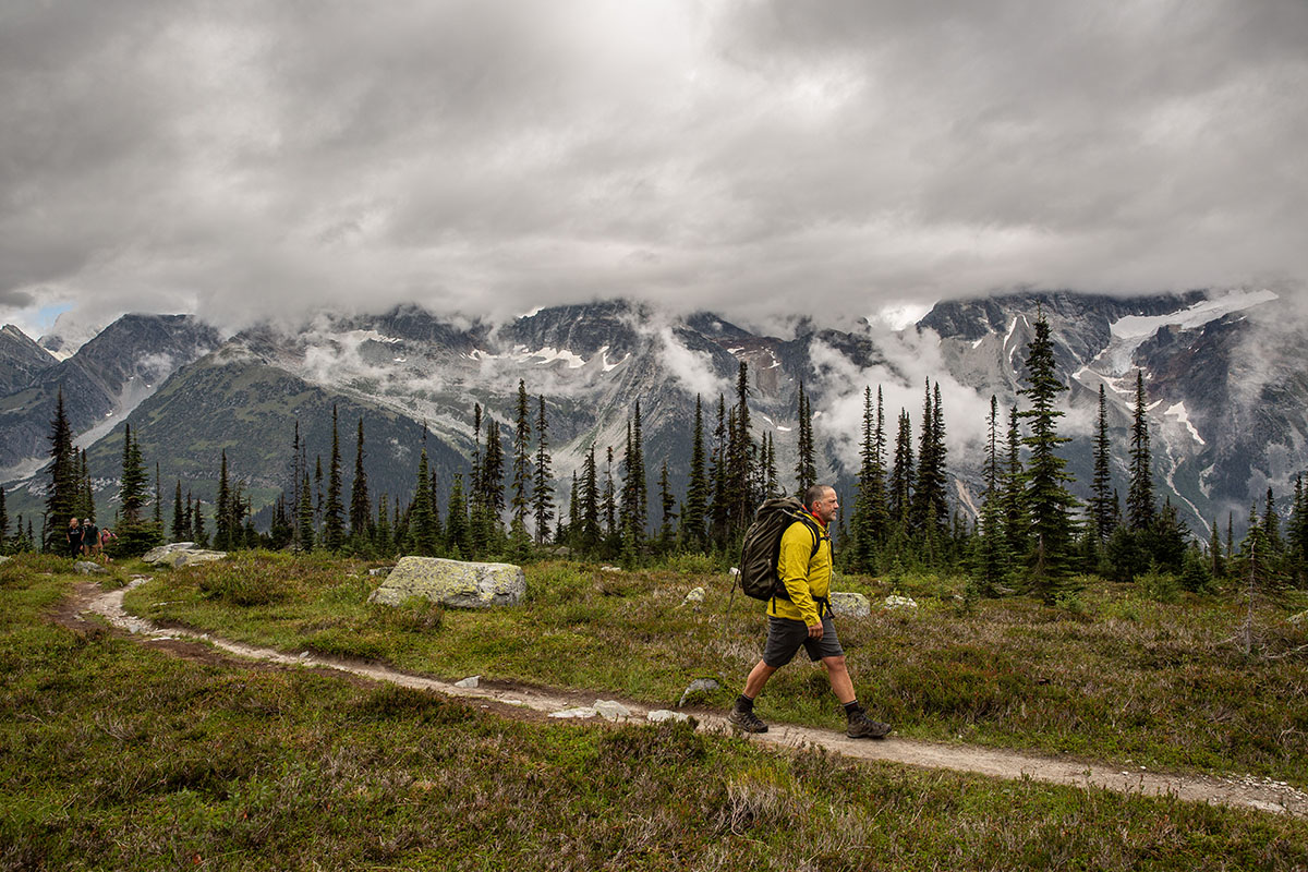 ​​Arc'teryx Bora 75 backpacking backpack (hiking in moody weather)