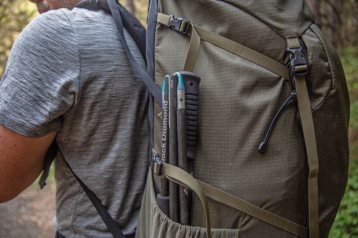 ​​Arc'teryx Bora 75 backpacking backpack (trekking poles in side pocket)