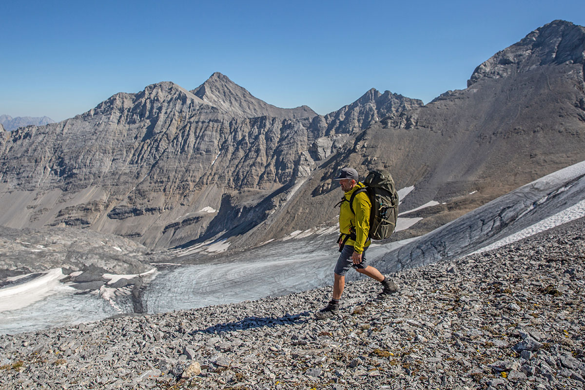 Arc'teryx Bora 75 backpacking backpack (hiking on sunny day)