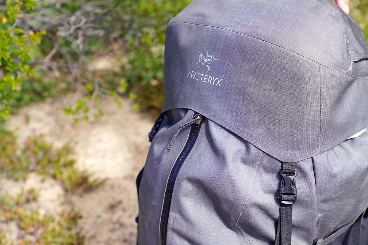 Arc'teryx Bora AR 63 backpacking pack (upclose detail)