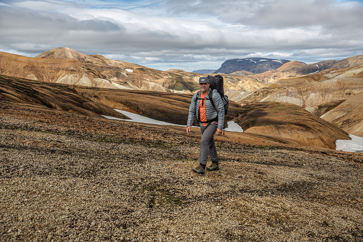 Arc’teryx Cerium Hybrid Hoody (backpacking with jacket unzipped)