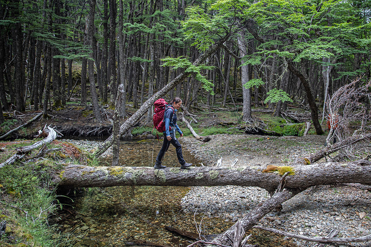 ​​Arc'teryx Delta Hybrid Hoody (walking on log bridge)