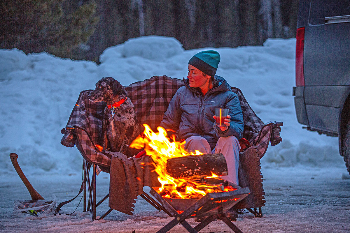 ​Arc'teryx Nuclei SV Parka (sitting by fire)