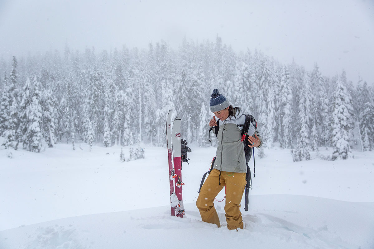 Arc'teryx Proton Hybrid Hoody (taking off ski backpack)