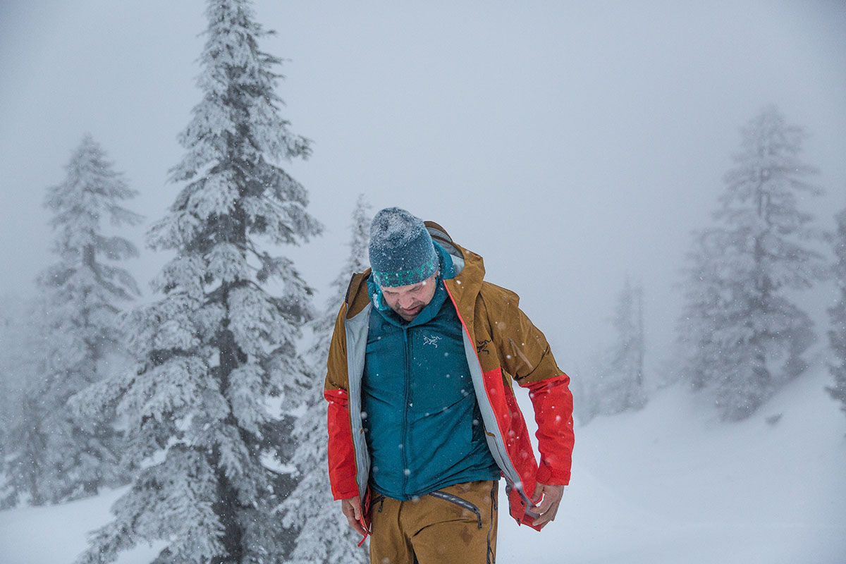 Arc'teryx Rush Jacket (layered over synthetic jacket)