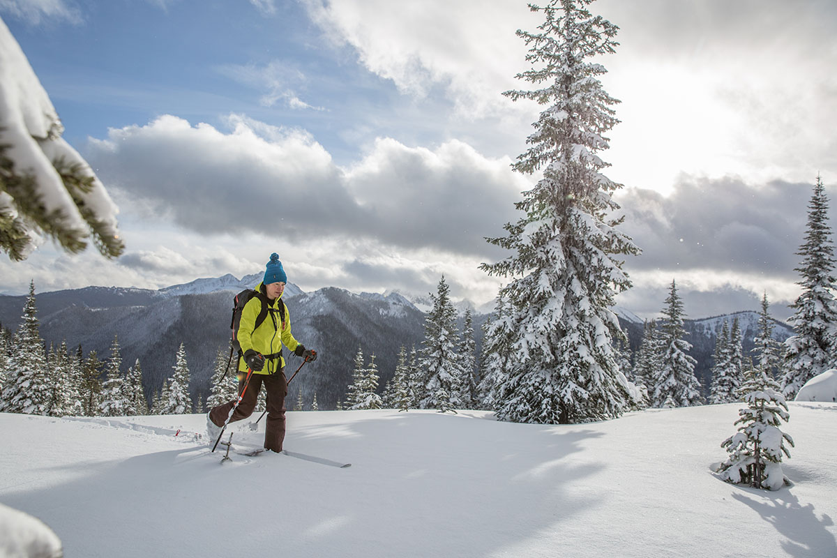 Arc'teryx Sentinel LT Bib (skinning with mountain views)