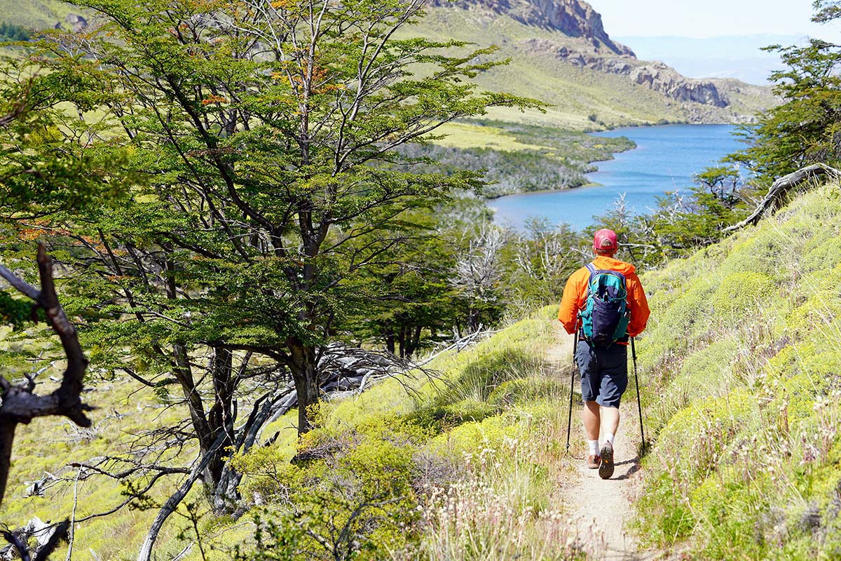 Arc'teryx Squamish Hoody windbreaker jacket (hiking on trail to lake)