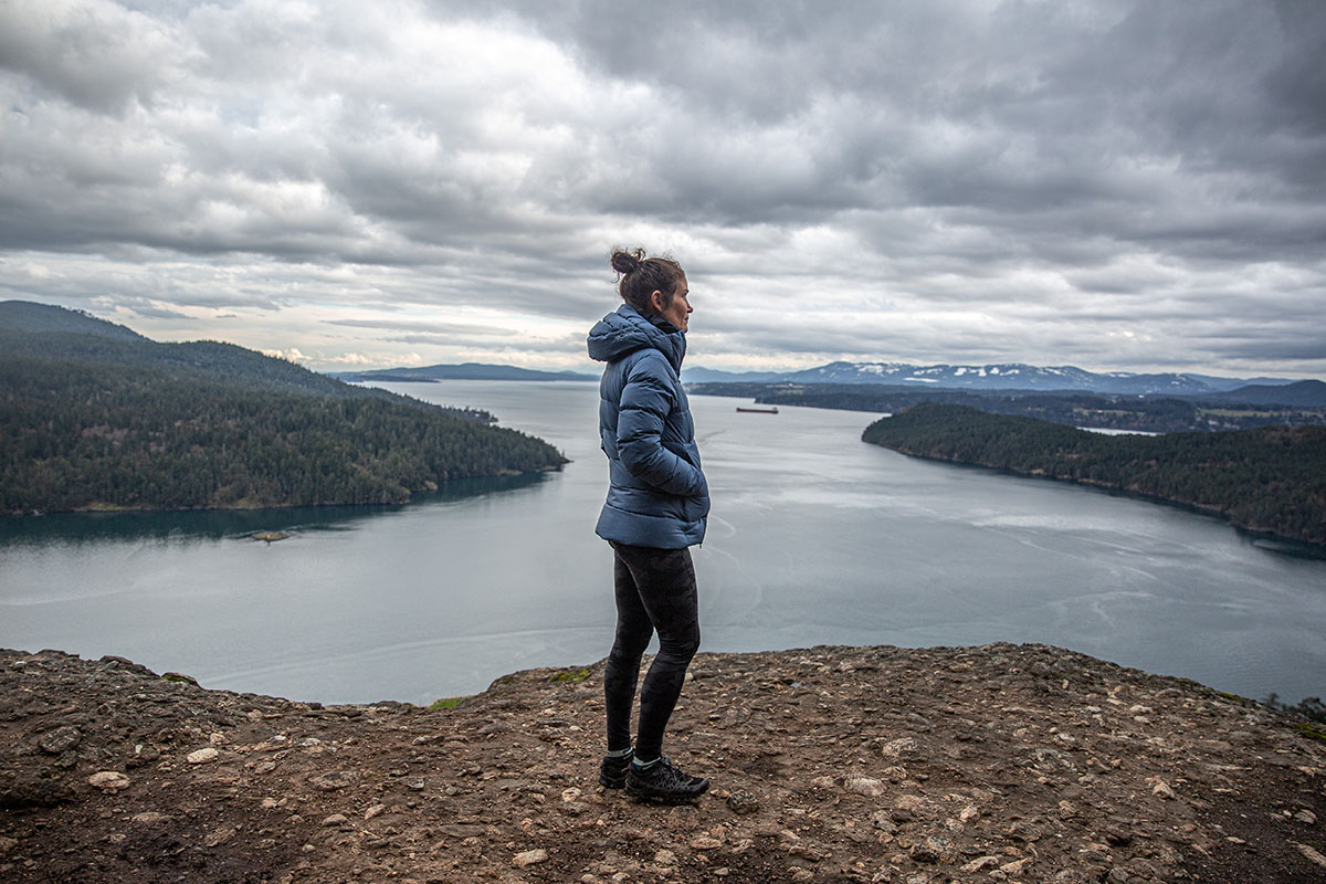 Arc'teryx Thorium Hoody (wide shot above lake)