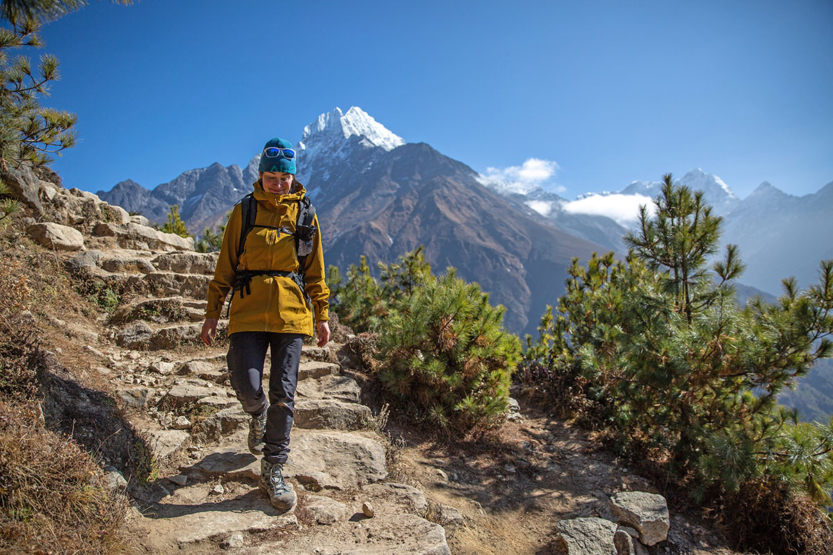 Arc'teryx Zeta AR Jacket (walking down stairs on mountain pass)