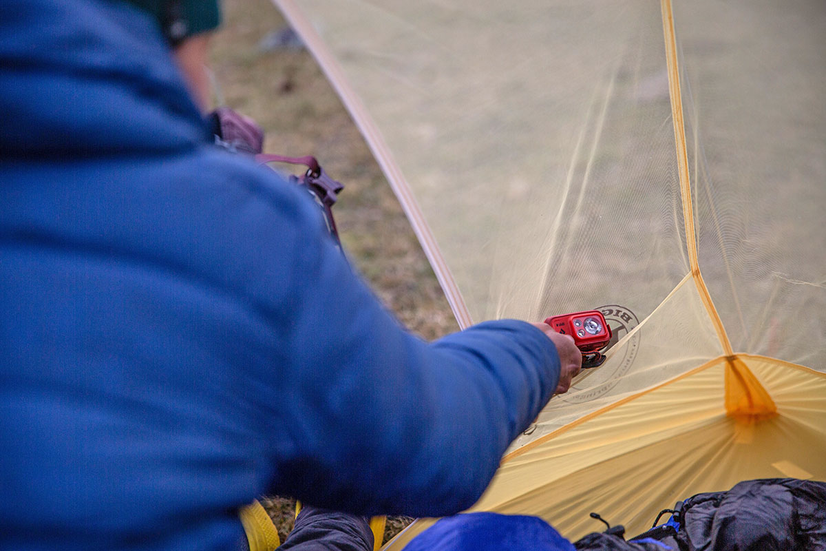 Big Agnes Tiger Wall UL3 mtnGLO Solution Dye tent (headlamp in pocket)