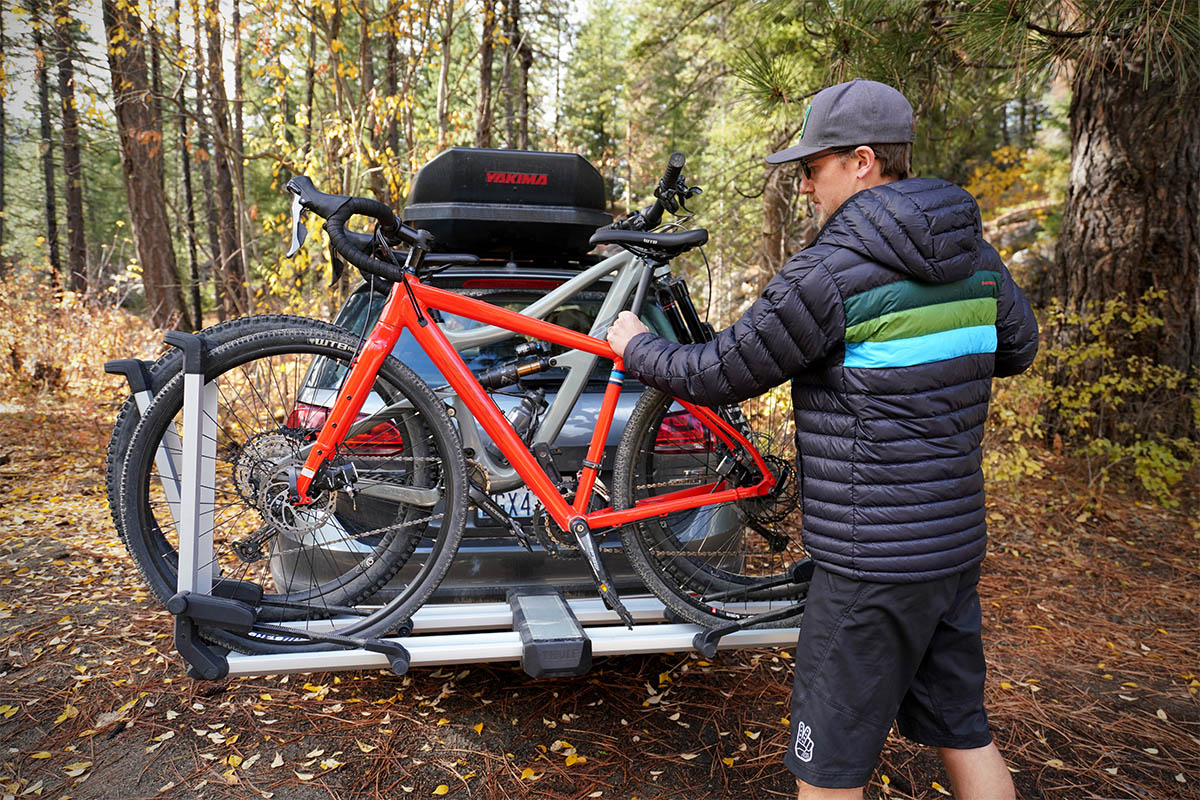 Cotopaxi Fuego Down Jacket (unloading gravel bike)