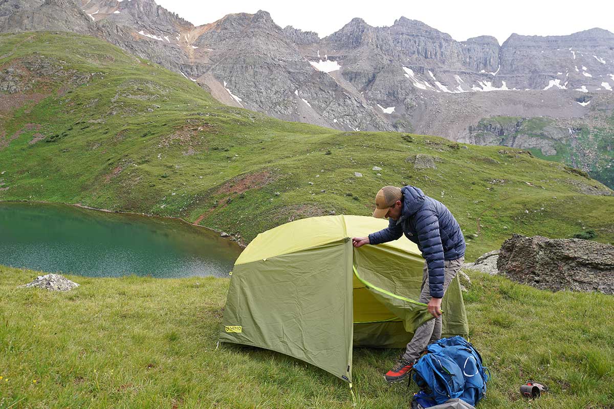 Fjallraven Expedition Pack Down Hoodie (camping in the mountains)