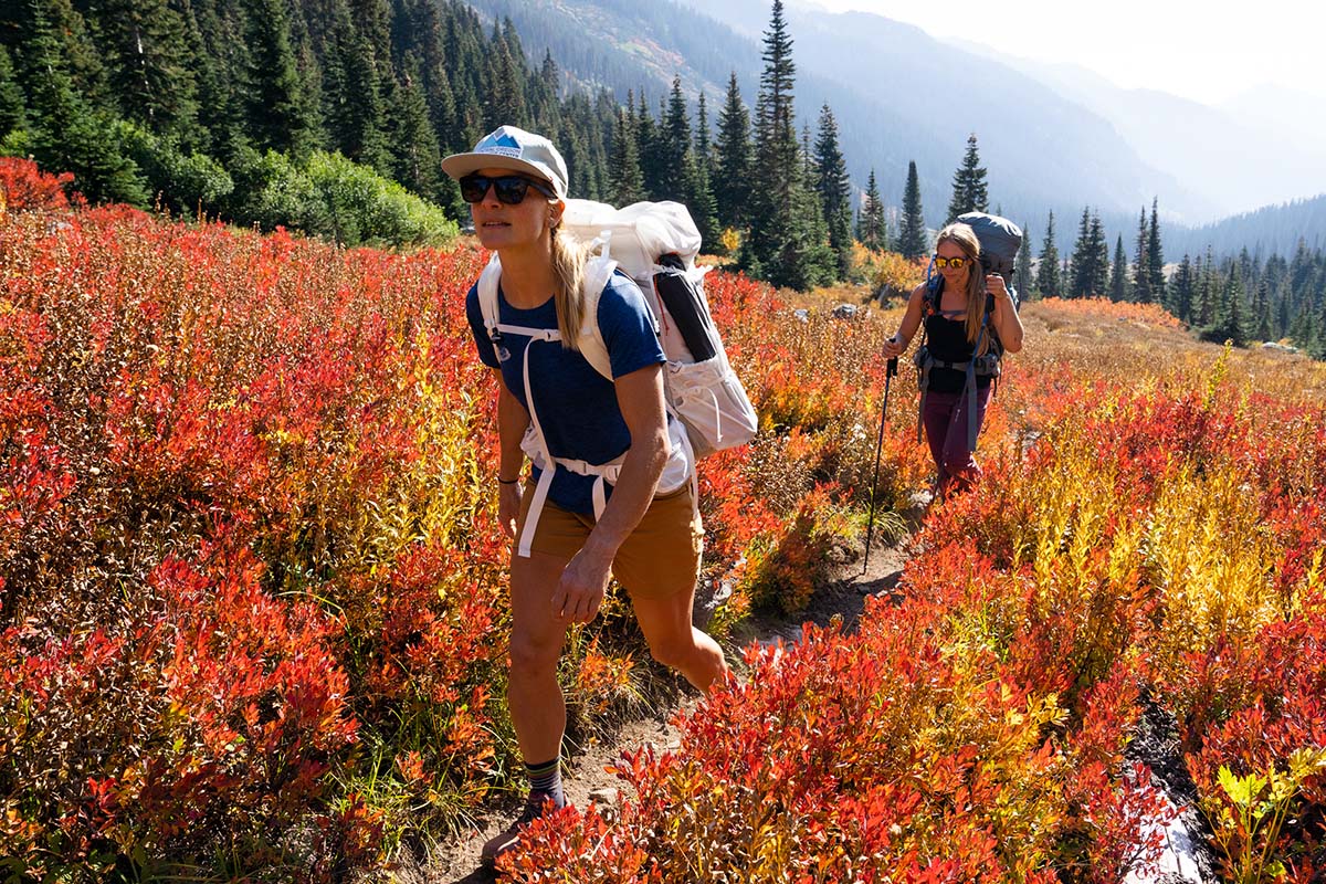 Granite Gear Crown3 backpacking pack (looking up trail)