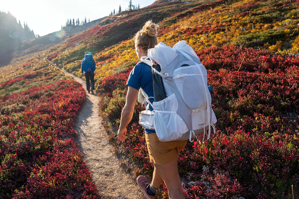 Granite Gear Crown3 backpacking pack (view from behind)