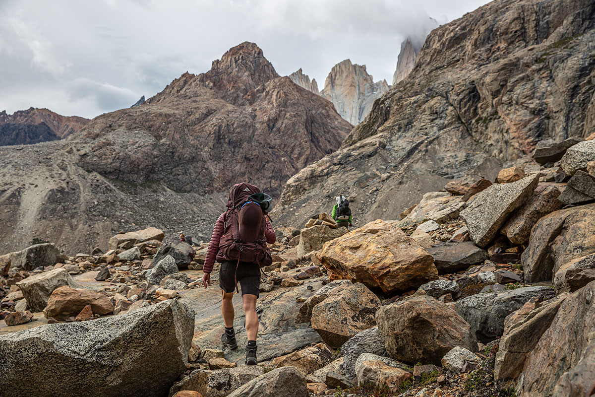 Gregory Deva 70 backpack (hiking over rocks)