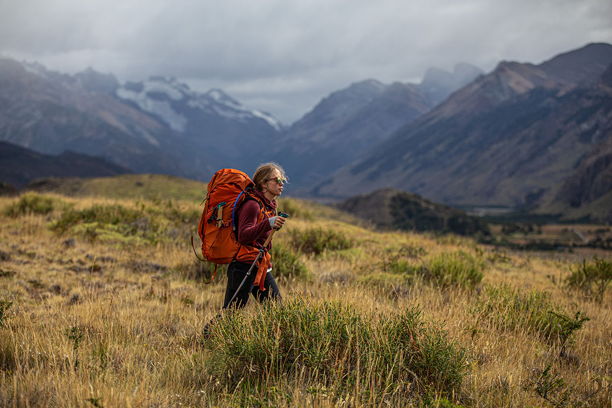 Gregory Jade 63 backpacking pack (hiking through tall grass) 