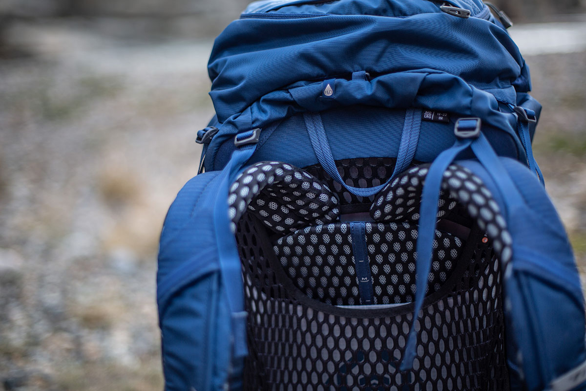 Gregory Katmai 65 backpacking pack (closeup of construction)