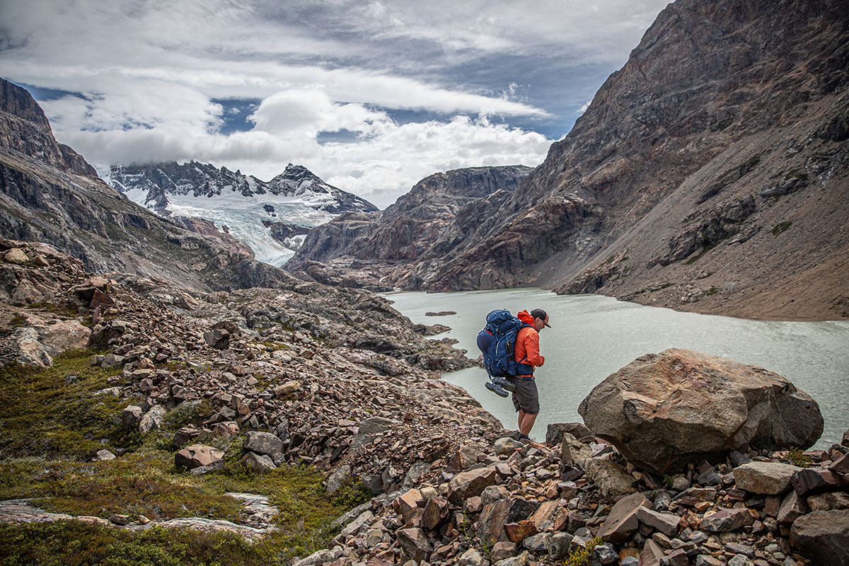 Gregory Katmai 65 backpacking pack (hiking next to lake in Patagonia)