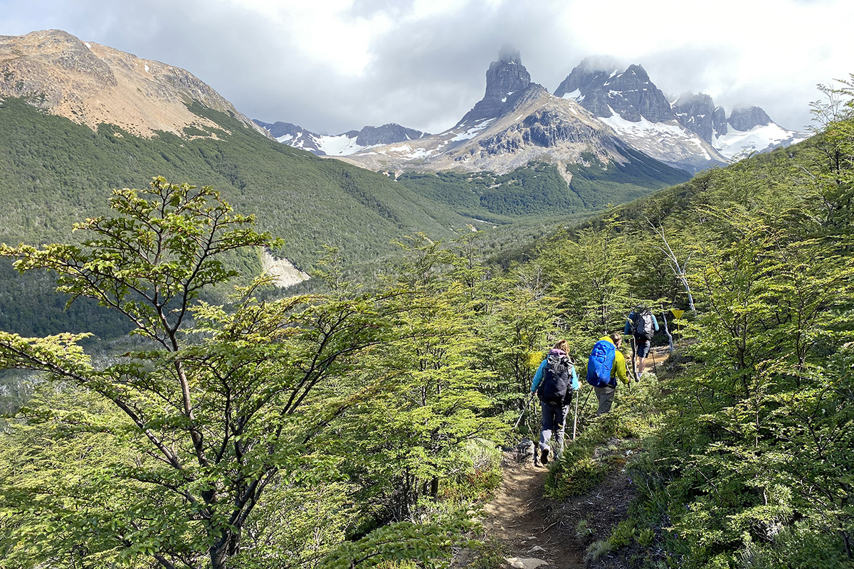 Gregory Optic 58 backpacking pack (hiking down trail with group)