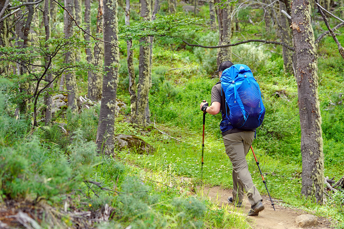 Gregory Optic 58 backpacking pack (hiking in forest 3)