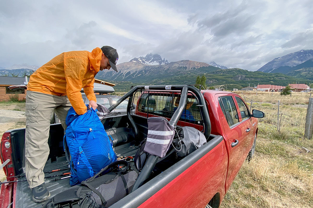 Gregory Optic 58 backpacking pack (packing pack in truck bed)