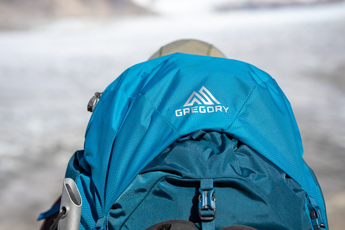 Gregory Stout 70 backpack (logo closeup)