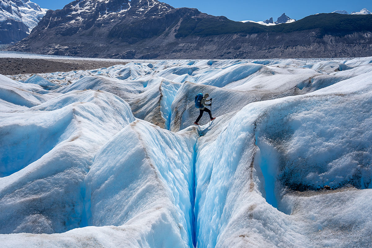 Gregory Stout 70 backpack (wide shot on glacier)