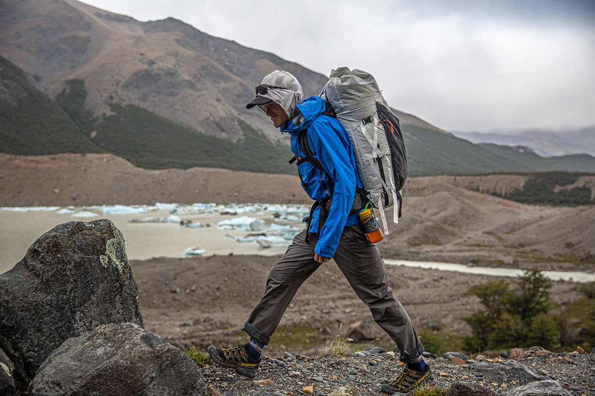 Helly Hansen Blaze 3 Layer Shell Jacket (view from side while backpacking)