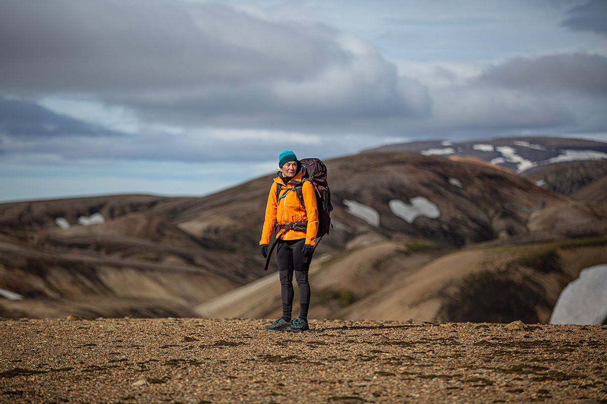 Helly Hansen Vergas Infinity Shell Jacket (wide shot with pack on)