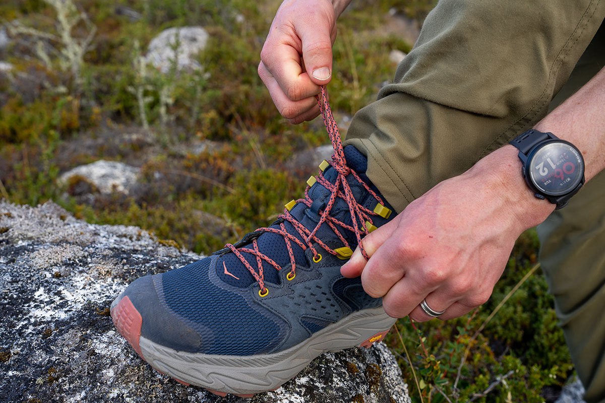 Hoka Anacapa 2 Mid GTX hiking boots (tying laces)