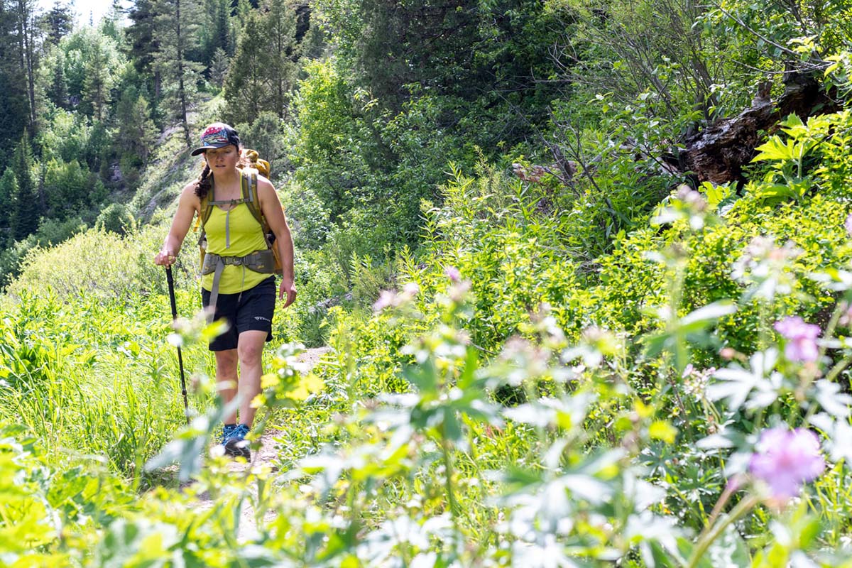 Hoka One One Sky Toa (hiking wildflowers)