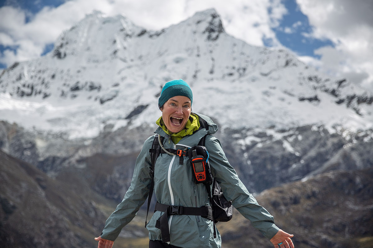 Hyperlite Mountain Gear Daybreak daypack (smiling in mountains)