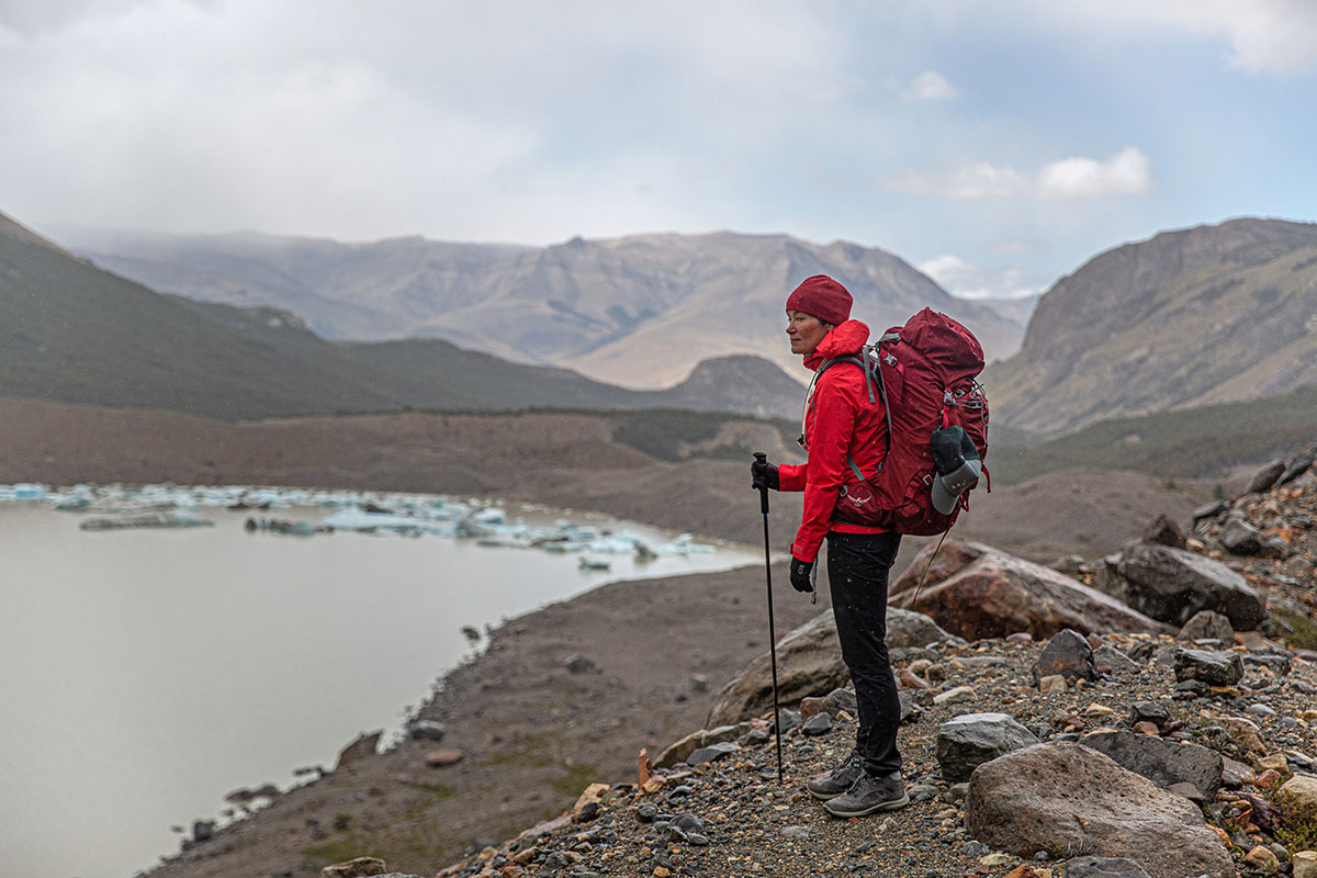 ​​KEEN Terradora Flex hiking boot (standing above icy lake)