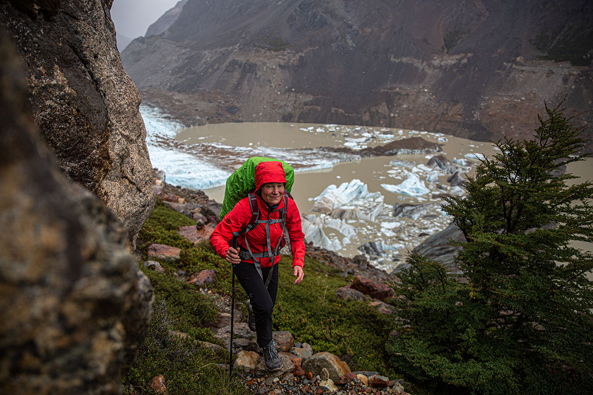 KEEN Terradora Flex hiking boot (hiking above lake with icebergs)