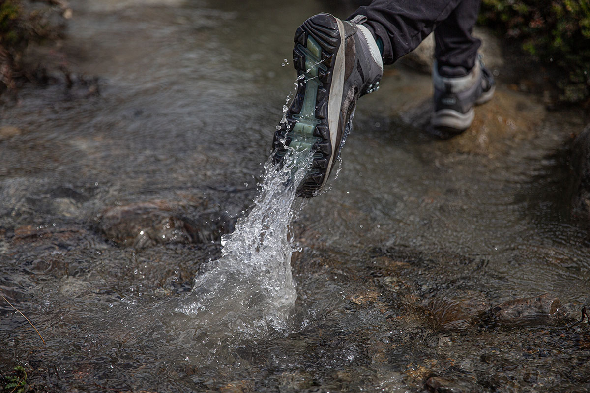 KEEN Terradora Flex hiking boot (stepping out of water)