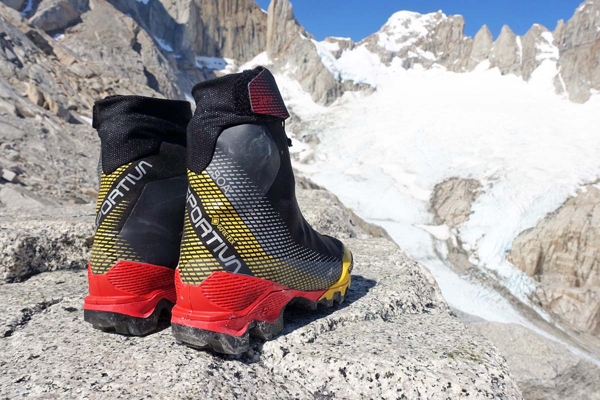 La Sportiva Aequilibrium Top GTX mountaineering boot (up close heel)