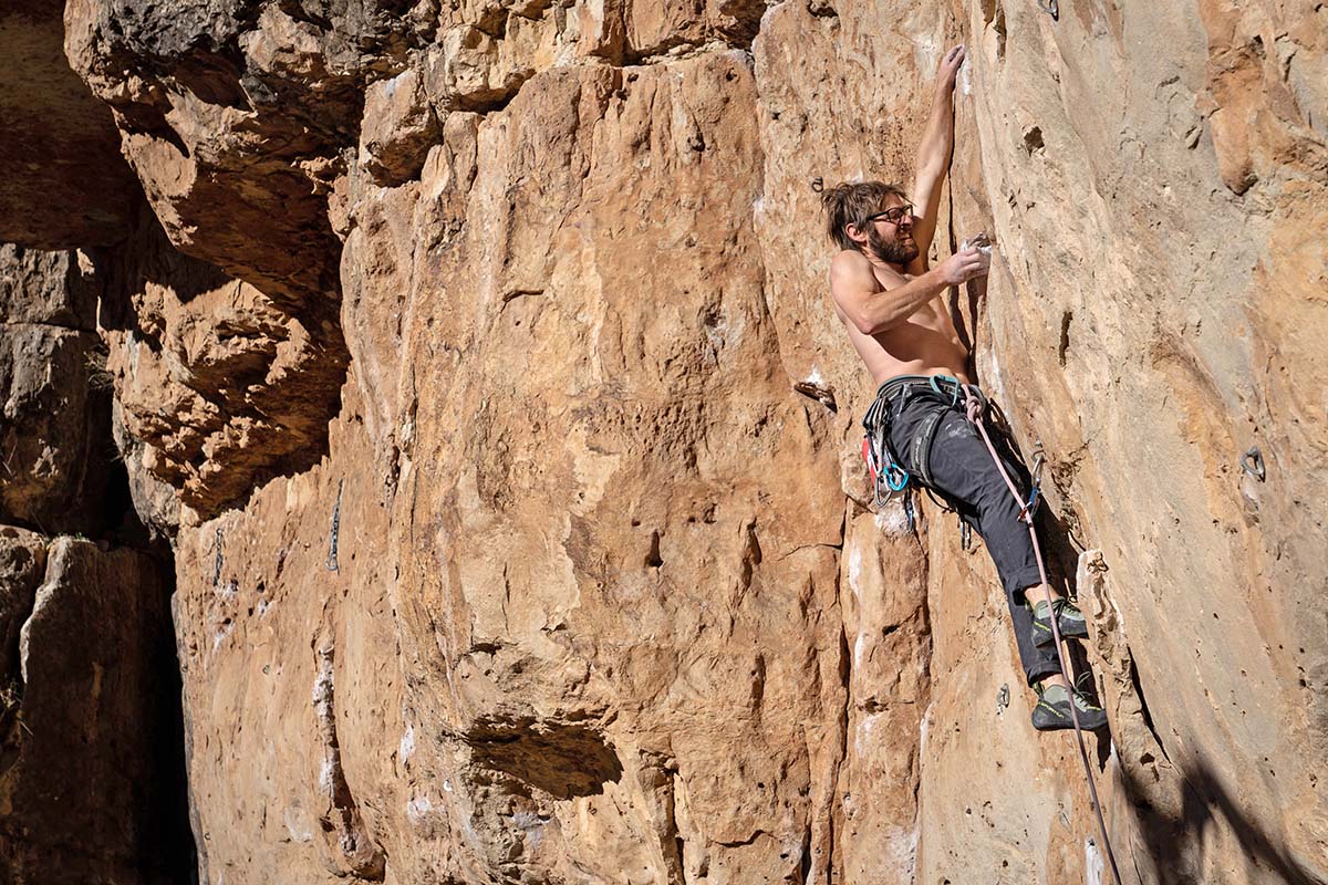 Sport climbing in the La Sportiva TC Pro (big reach)